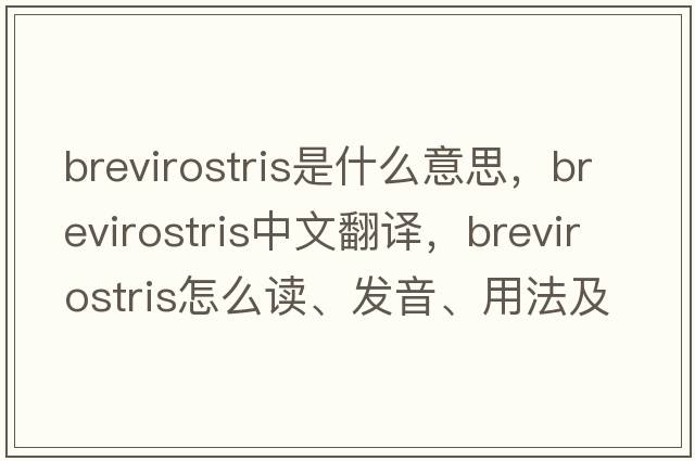 brevirostris是什么意思，brevirostris中文翻譯，brevirostris怎么讀、發(fā)音、用法及例句