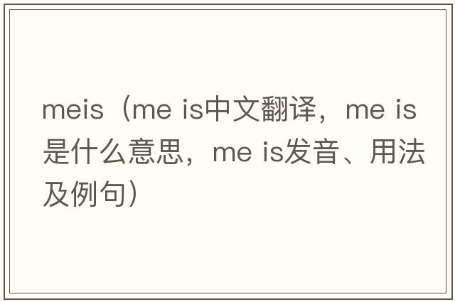 meis（me is中文翻譯，me is是什么意思，me is發(fā)音、用法及例句）