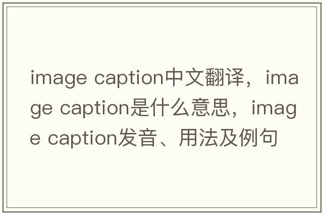image caption中文翻譯，image caption是什么意思，image caption發(fā)音、用法及例句