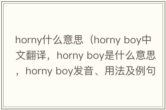 horny什么意思（horny boy中文翻譯，horny boy是什么意思，horny boy發(fā)音、用法及例句）