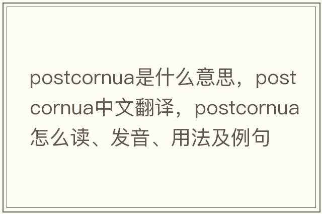 postcornua是什么意思，postcornua中文翻譯，postcornua怎么讀、發(fā)音、用法及例句