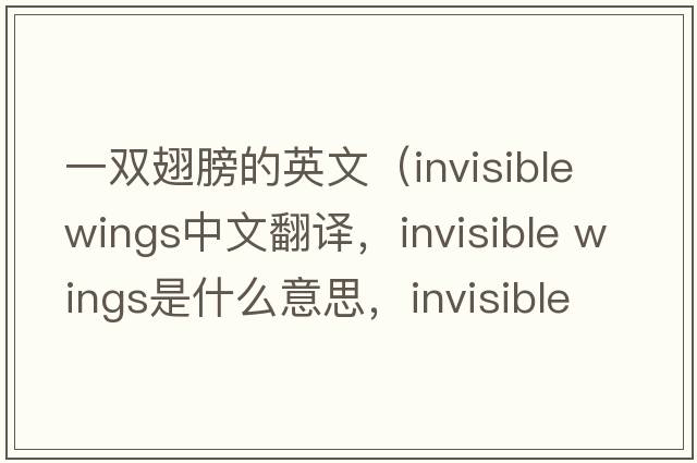 一雙翅膀的英文（invisible wings中文翻譯，invisible wings是什么意思，invisible wings發(fā)音、用法及例句）
