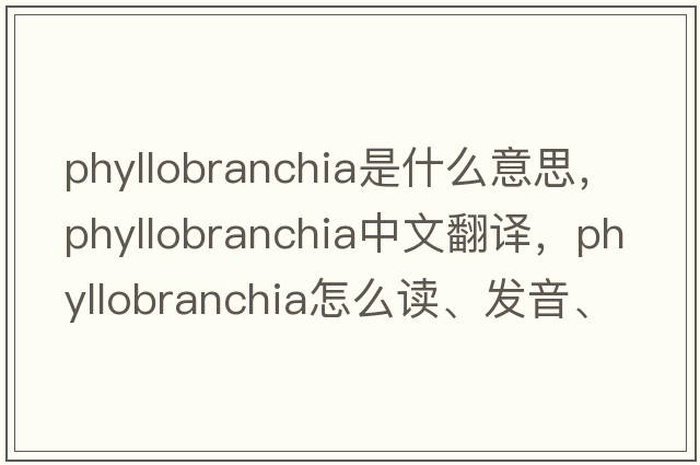 phyllobranchia是什么意思，phyllobranchia中文翻譯，phyllobranchia怎么讀、發(fā)音、用法及例句