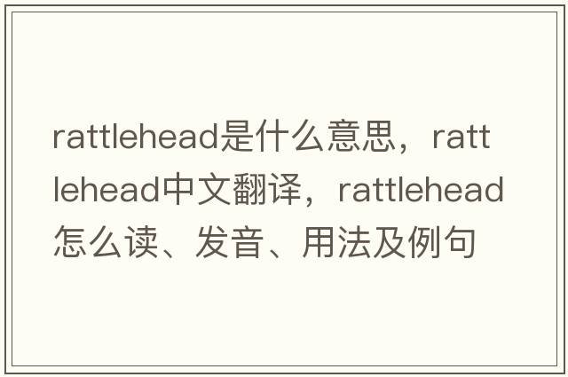 rattlehead是什么意思，rattlehead中文翻譯，rattlehead怎么讀、發(fā)音、用法及例句