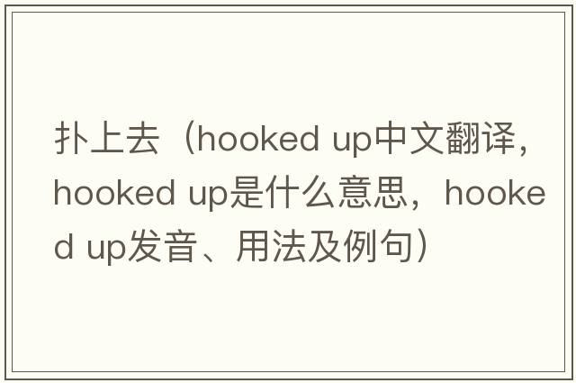 撲上去（hooked up中文翻譯，hooked up是什么意思，hooked up發(fā)音、用法及例句）