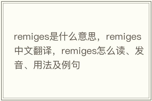 remiges是什么意思，remiges中文翻譯，remiges怎么讀、發(fā)音、用法及例句