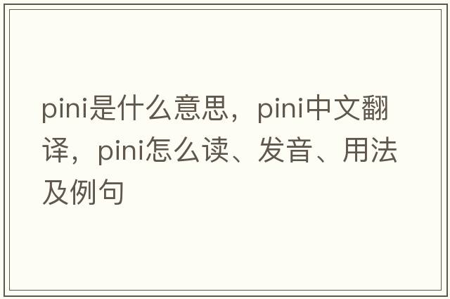PINI是什么意思，PINI中文翻譯，PINI怎么讀、發(fā)音、用法及例句