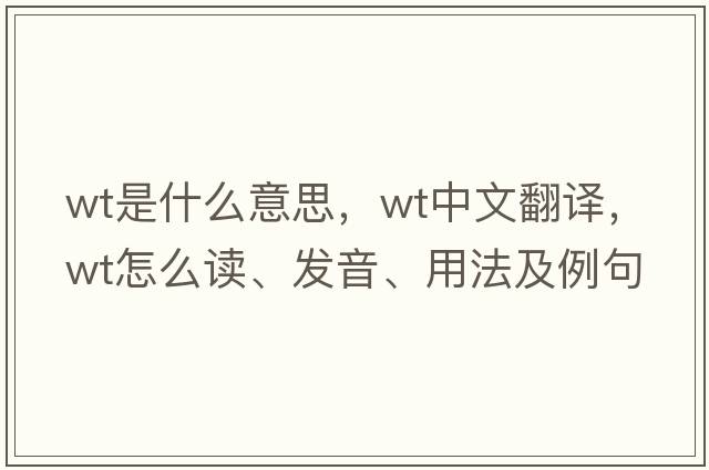 wt是什么意思，wt中文翻譯，wt怎么讀、發(fā)音、用法及例句