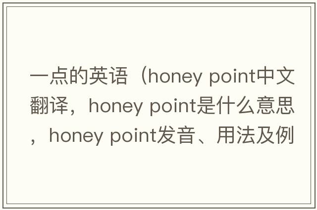 一點(diǎn)的英語(yǔ)（honey point中文翻譯，honey point是什么意思，honey point發(fā)音、用法及例句）