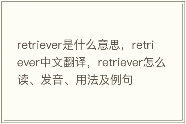 retriever是什么意思，retriever中文翻譯，retriever怎么讀、發(fā)音、用法及例句