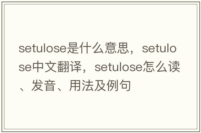 setulose是什么意思，setulose中文翻譯，setulose怎么讀、發(fā)音、用法及例句