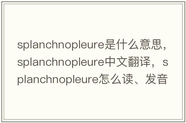 splanchnopleure是什么意思，splanchnopleure中文翻譯，splanchnopleure怎么讀、發(fā)音、用法及例句