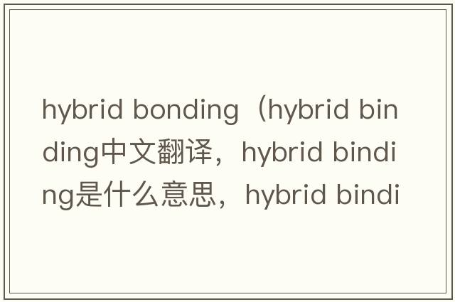 hybrid bonding（hybrid binding中文翻譯，hybrid binding是什么意思，hybrid binding發(fā)音、用法及例句）
