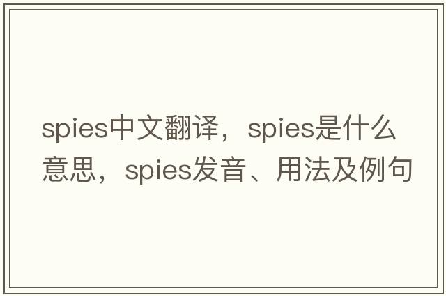 spies中文翻譯，spies是什么意思，spies發(fā)音、用法及例句