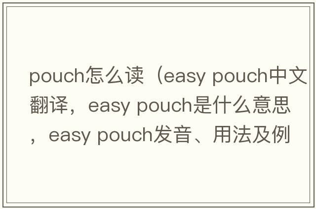 pouch怎么讀（easy pouch中文翻譯，easy pouch是什么意思，easy pouch發(fā)音、用法及例句）