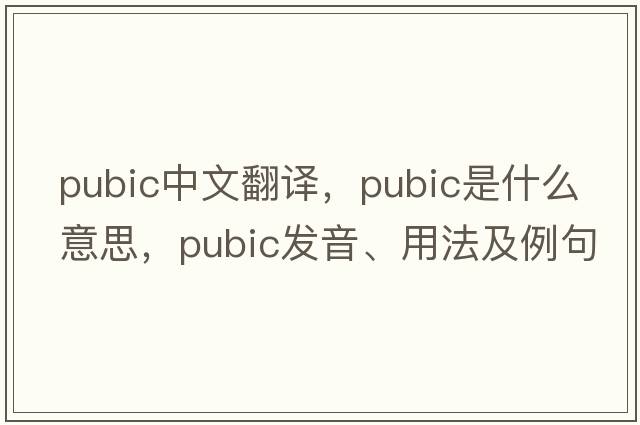 pubic中文翻譯，pubic是什么意思，pubic發(fā)音、用法及例句