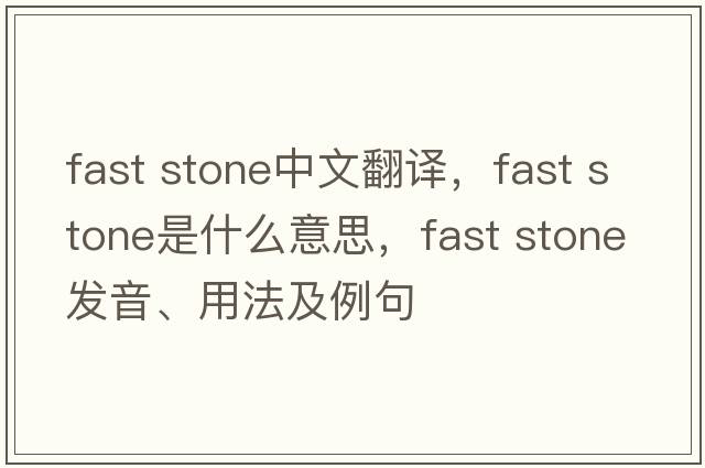 fast stone中文翻譯，fast stone是什么意思，fast stone發(fā)音、用法及例句