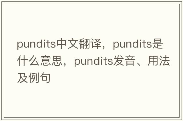 pundits中文翻譯，pundits是什么意思，pundits發(fā)音、用法及例句
