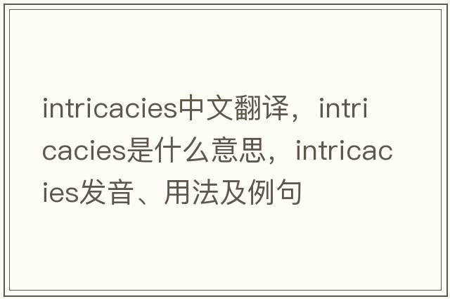 intricacies中文翻譯，intricacies是什么意思，intricacies發(fā)音、用法及例句