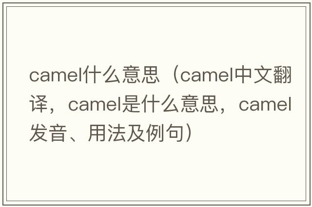 camel什么意思（camel中文翻譯，camel是什么意思，camel發(fā)音、用法及例句）