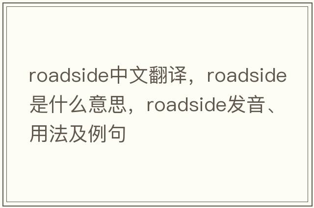 roadside中文翻譯，roadside是什么意思，roadside發(fā)音、用法及例句