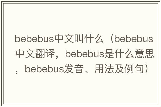 bebebus中文叫什么（bebebus中文翻譯，bebebus是什么意思，bebebus發(fā)音、用法及例句）