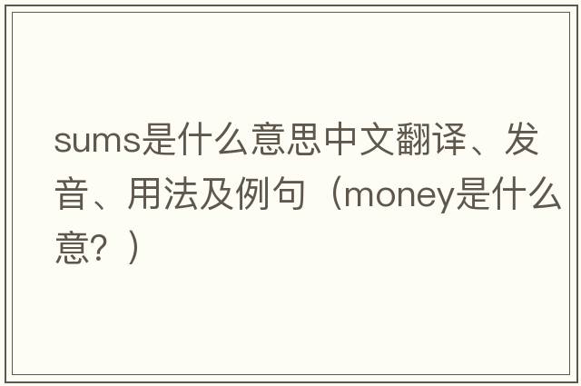 sums是什么意思中文翻譯、發(fā)音、用法及例句（money是什么意？）