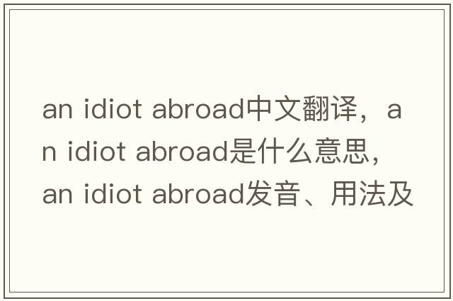 an idiot abroad中文翻譯，an idiot abroad是什么意思，an idiot abroad發(fā)音、用法及例句