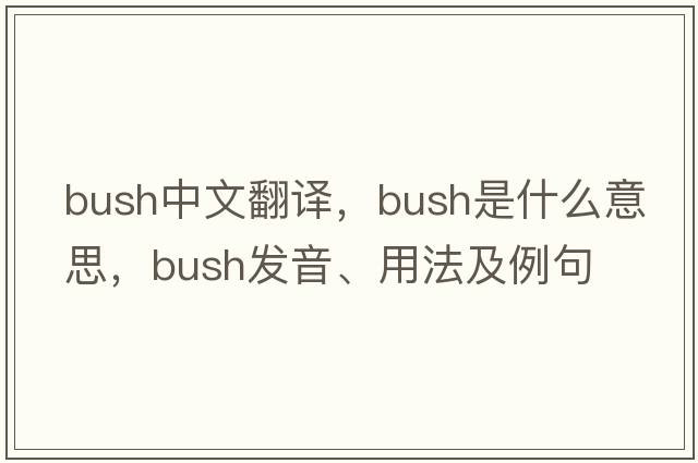bush中文翻譯，bush是什么意思，bush發(fā)音、用法及例句