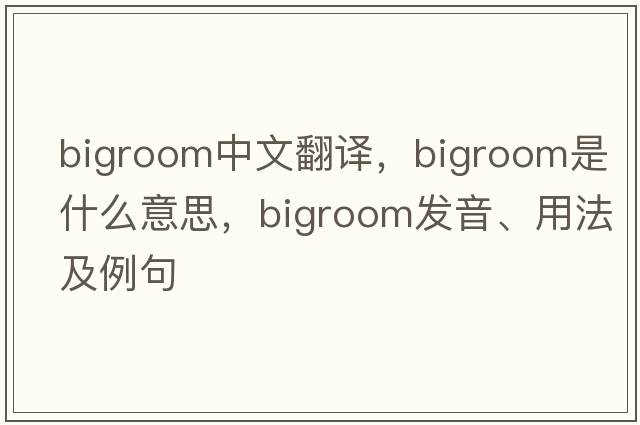 bigroom中文翻譯，bigroom是什么意思，bigroom發(fā)音、用法及例句