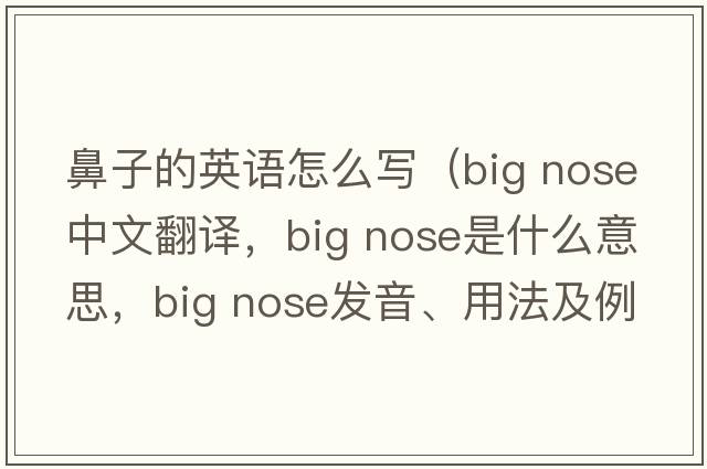鼻子的英語(yǔ)怎么寫(xiě)（big nose中文翻譯，big nose是什么意思，big nose發(fā)音、用法及例句）
