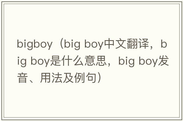 bigboy（big boy中文翻譯，big boy是什么意思，big boy發(fā)音、用法及例句）