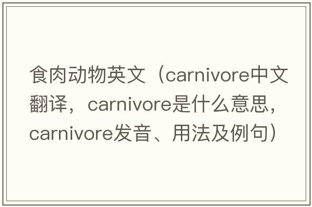 食肉動(dòng)物英文（carnivore中文翻譯，carnivore是什么意思，carnivore發(fā)音、用法及例句）