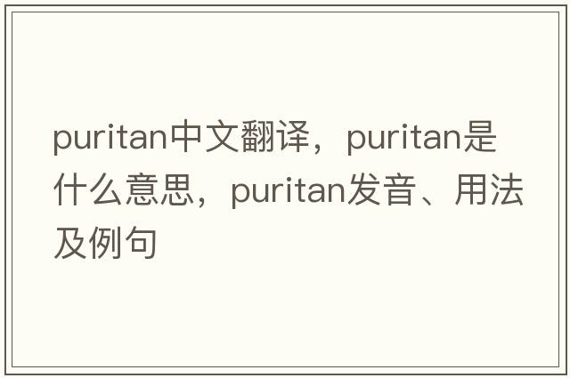 puritan中文翻譯，puritan是什么意思，puritan發(fā)音、用法及例句