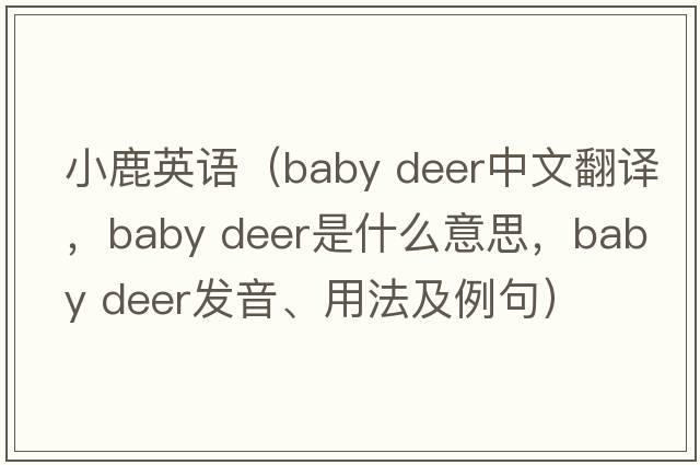 小鹿英語(yǔ)（baby deer中文翻譯，baby deer是什么意思，baby deer發(fā)音、用法及例句）