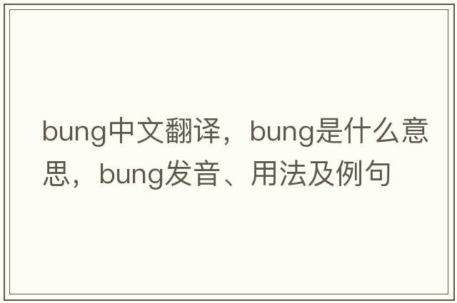 bung中文翻譯，bung是什么意思，bung發(fā)音、用法及例句