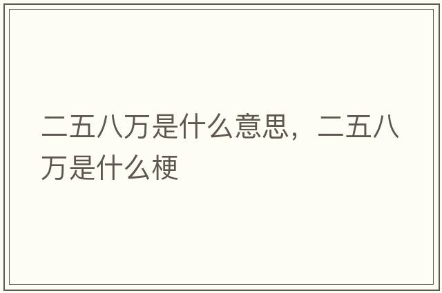 二五八萬(wàn)是什么意思，二五八萬(wàn)是什么梗