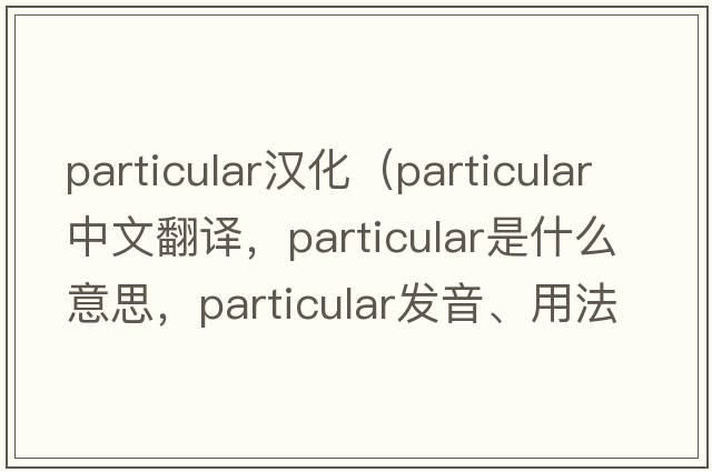 particular漢化（particular中文翻譯，particular是什么意思，particular發(fā)音、用法及例句）