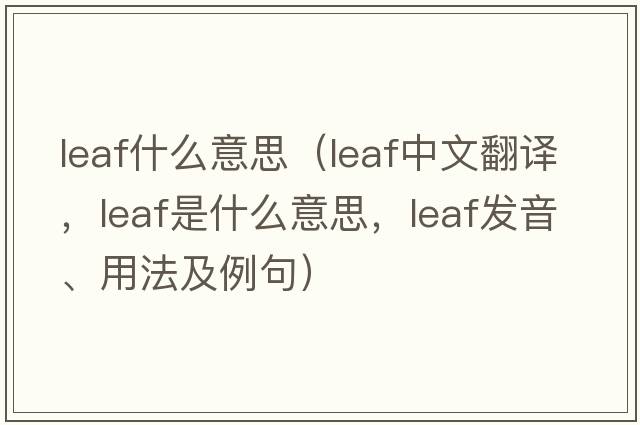leaf什么意思（leaf中文翻譯，leaf是什么意思，leaf發(fā)音、用法及例句）