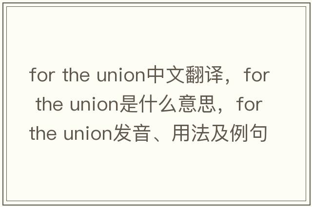 for the union中文翻譯，for the union是什么意思，for the union發(fā)音、用法及例句