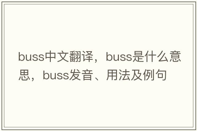 buss中文翻譯，buss是什么意思，buss發(fā)音、用法及例句