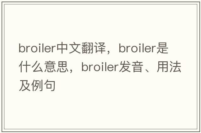 broiler中文翻譯，broiler是什么意思，broiler發(fā)音、用法及例句