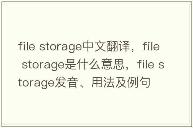 file storage中文翻譯，file storage是什么意思，file storage發(fā)音、用法及例句
