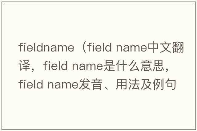 fieldname（field name中文翻譯，field name是什么意思，field name發(fā)音、用法及例句）