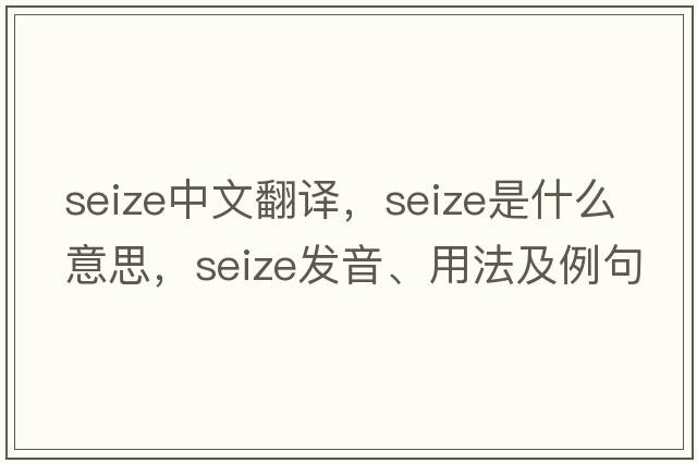 seize中文翻譯，seize是什么意思，seize發(fā)音、用法及例句