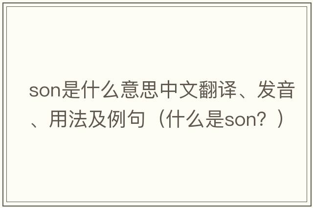 son是什么意思中文翻譯、發(fā)音、用法及例句（什么是SON？）
