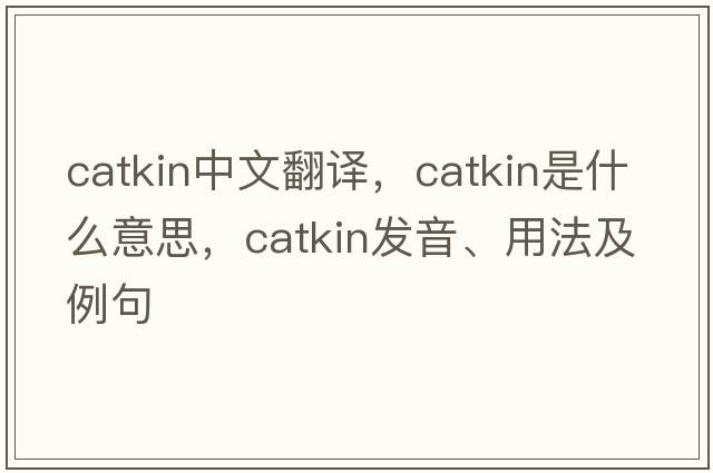 catkin中文翻譯，catkin是什么意思，catkin發(fā)音、用法及例句