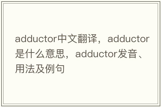 adductor中文翻譯，adductor是什么意思，adductor發(fā)音、用法及例句