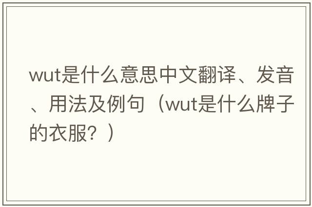 wut是什么意思中文翻譯、發(fā)音、用法及例句（wut是什么牌子的衣服？）