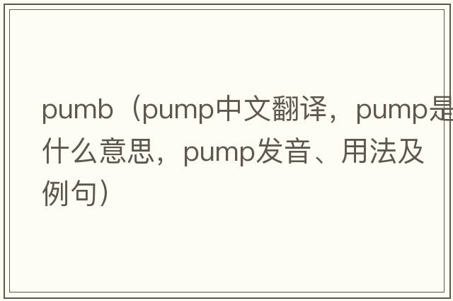 pumb（pump中文翻譯，pump是什么意思，pump發(fā)音、用法及例句）